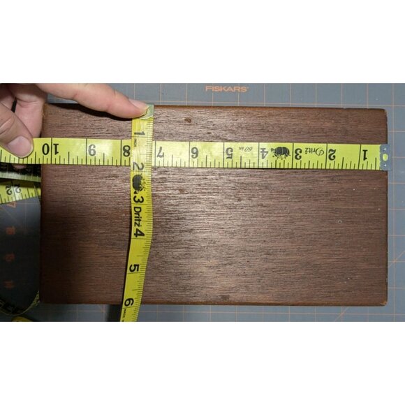 Wooden Dovetail Box Metal Blade Insert Hinged Lid Library card index oak vintage - Picture 10 of 16